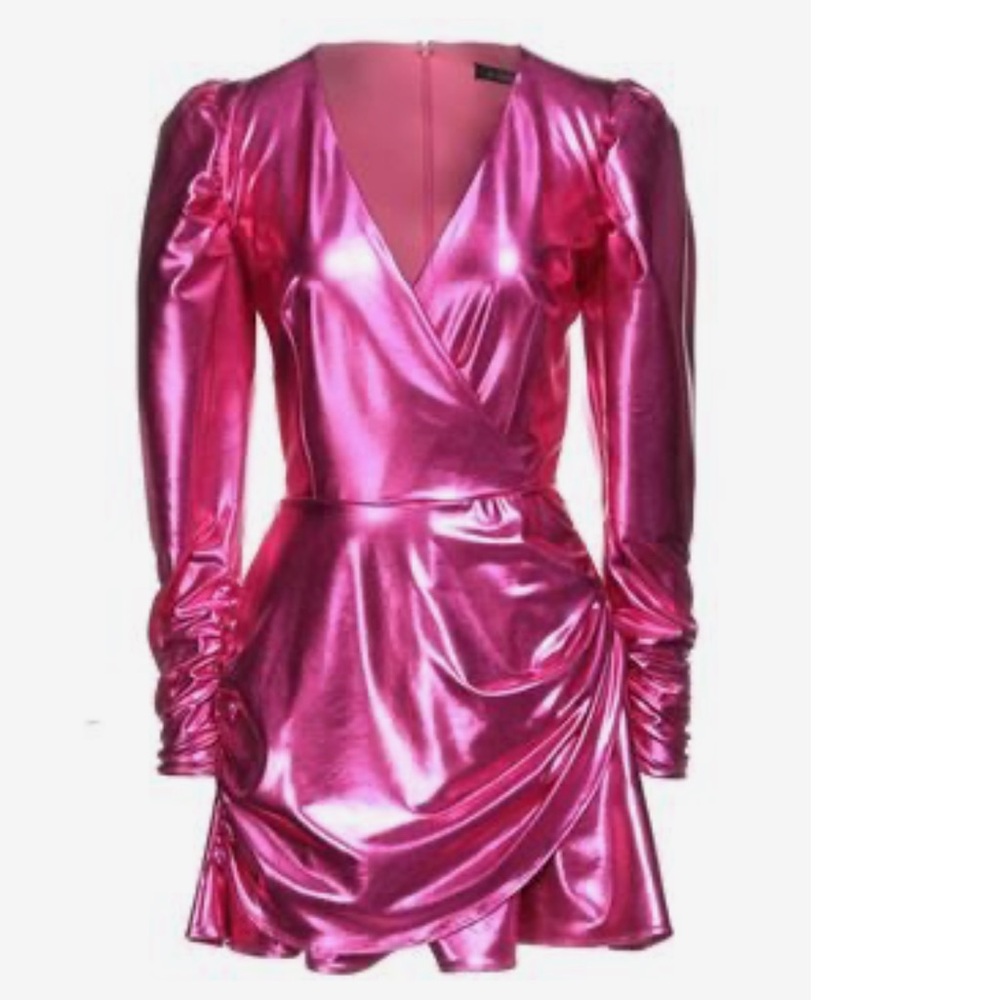 Actualee Metallic Pink Wrap Dress Size S